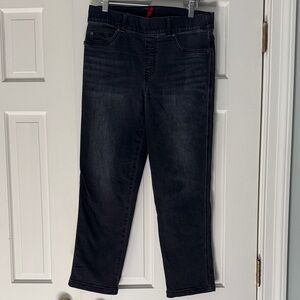 SPANX Distressed Black Slim, Straight Leg Jeans (sz 8/m)